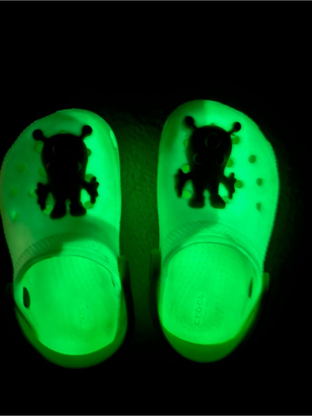 CROCS Kids Glow Green Alien Clog
